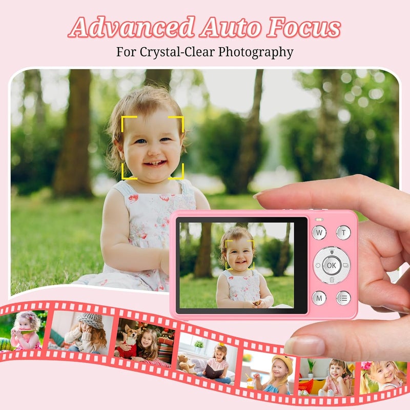 Forc Digital Camera, FHD 4K 64MP Point and Shoot Kids Digital Camera with 64GB Card,18X Zoom, Anti Shake, Compact Small Cameras for Kids Gifts for Teens Girls Boys - Image 4